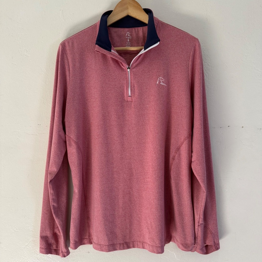 Rhoback Womens Large Quarter Zip Heather Red Pink Performance Golf Shirt
